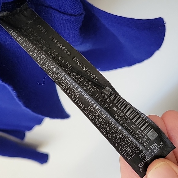 Zara long sleeve top, fine knit top, cobalt blue top, jersey knit top - Picture 2 of 2